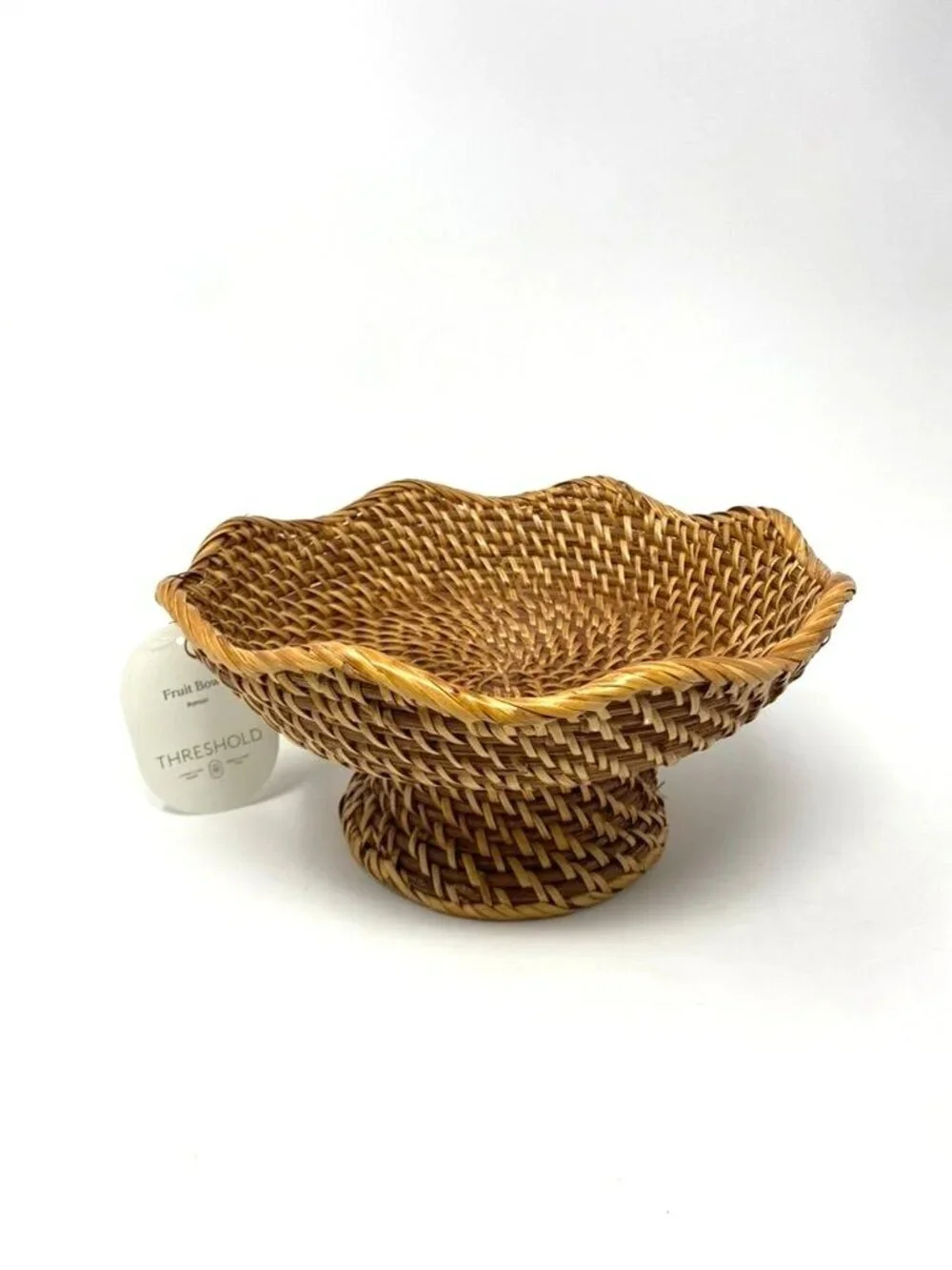 Target Rattan Fruit Bowl Dark Walnut Threshold™ NWT Tabletop Rustic Decor
